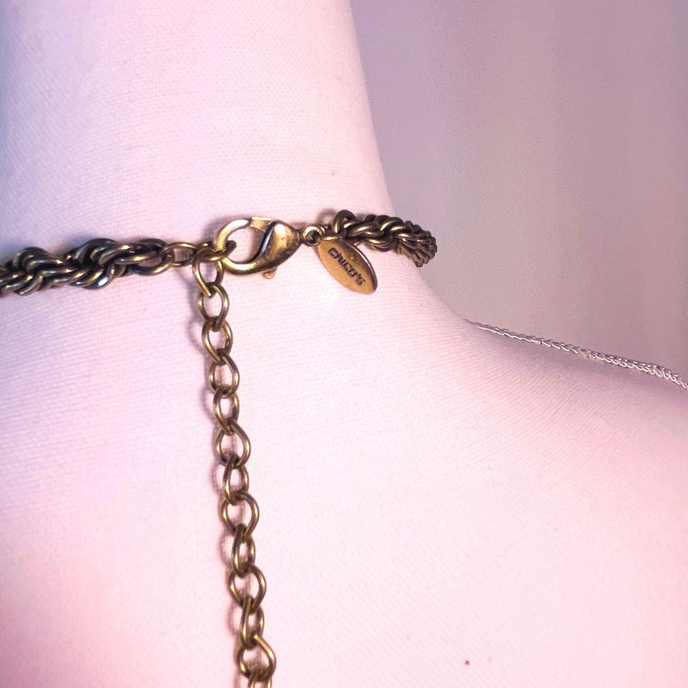 Chicos Twisted Rope Lariat Tassel Necklace Long Antique Gold Tone Opera Length - Picture 9 of 16